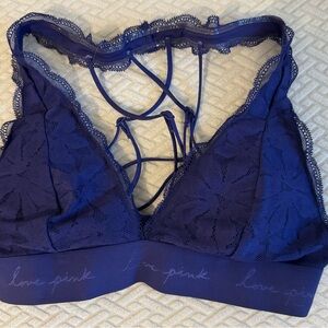 Victoria's Secret Love Pink Lace Bralette - Blue